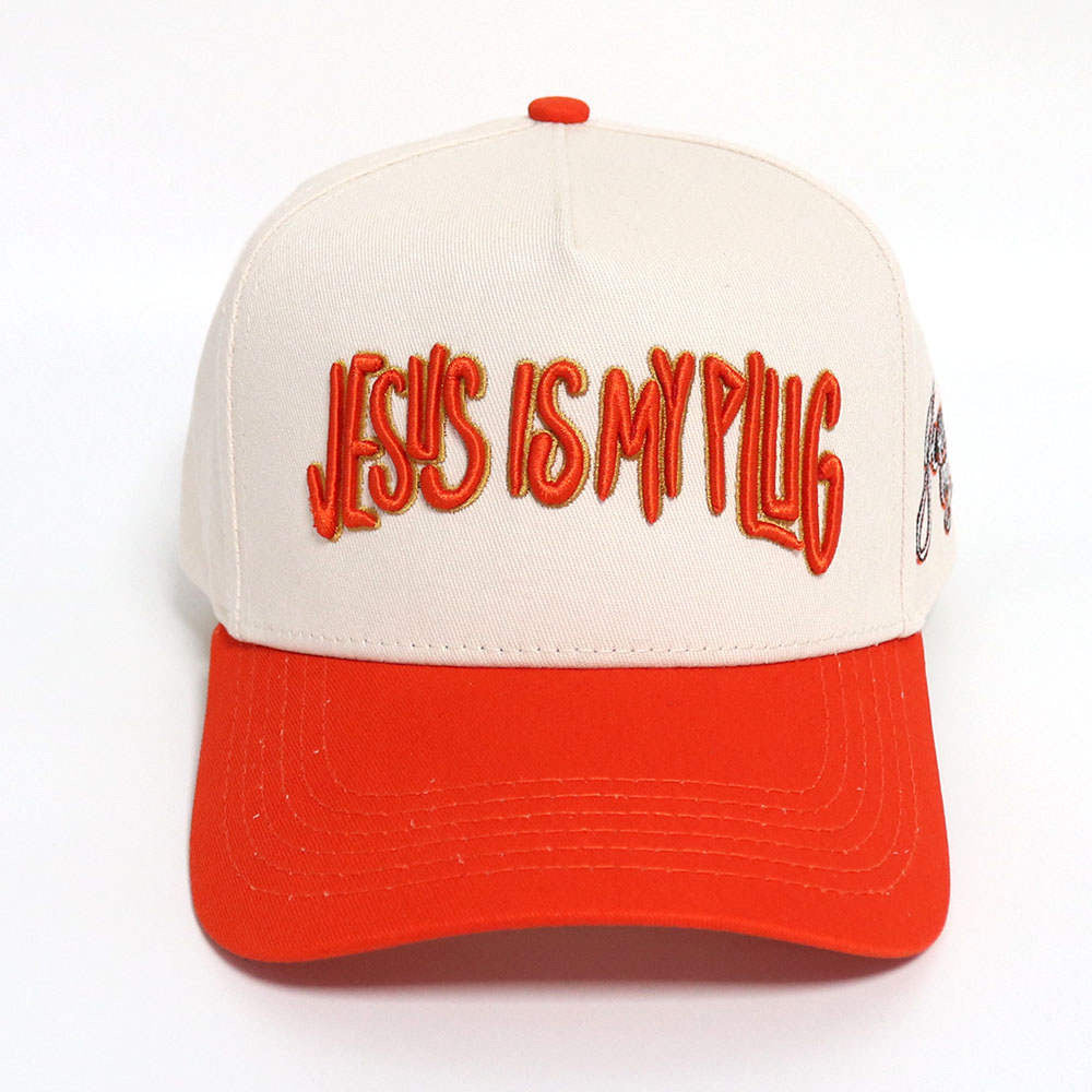 Jesus Is My Plug -  SnapBack (Orange/Creme)