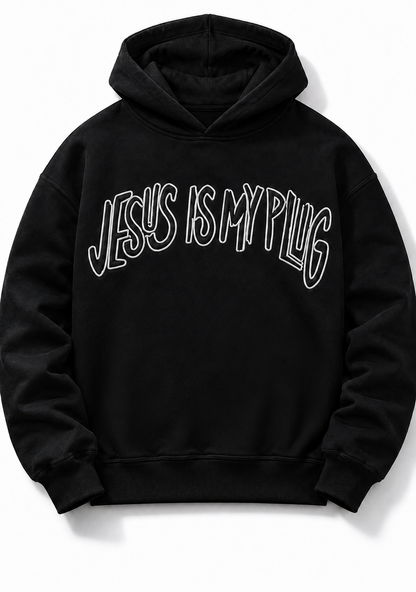 Jesus Is My Plug Black Hoodie | Heavyweight Unisex Hoodie