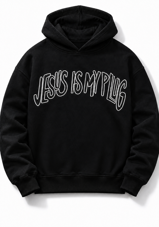 Jesus Is My Plug Black Hoodie | Heavyweight Unisex Hoodie