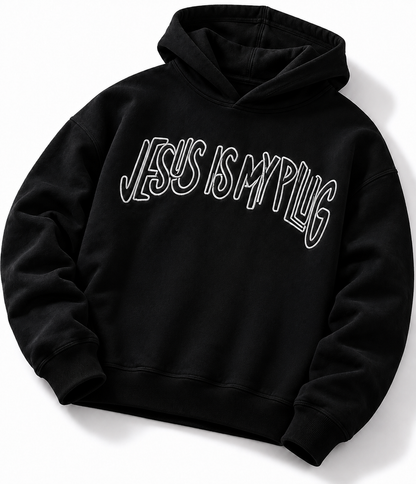 Jesus Is My Plug Black Hoodie | Heavyweight Unisex Hoodie