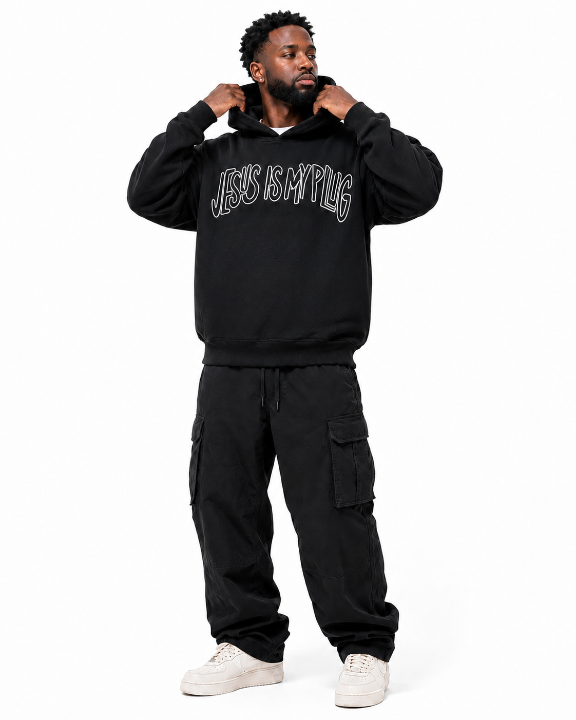 Jesus Is My Plug Black Hoodie | Heavyweight Unisex Hoodie