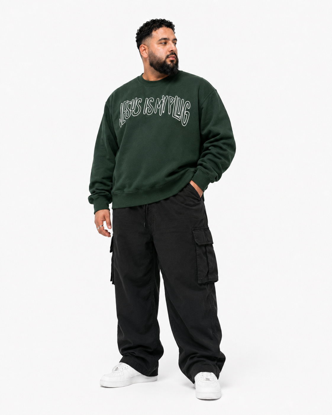 Green Jesus Is My Plug Crewneck | Unisex Christian Streetwear