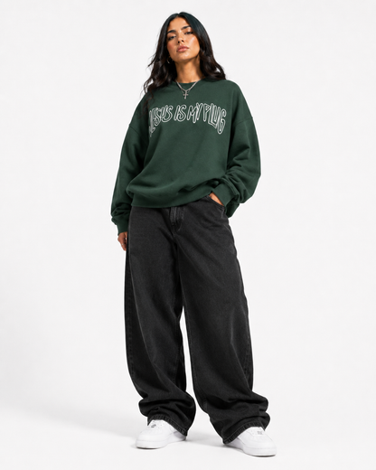 Green Jesus Is My Plug Crewneck | Unisex Christian Streetwear