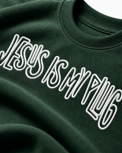 Green Jesus Is My Plug Crewneck | Unisex Christian Streetwear