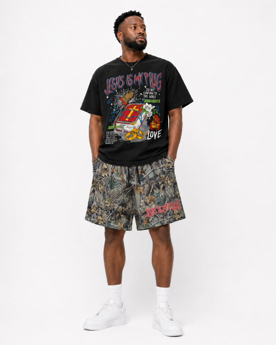 New Kingdom Camo Shorts | Unisex Christian Streetwear Shorts