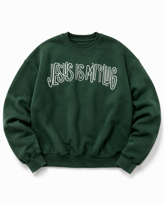 Green Jesus Is My Plug Crewneck | Unisex Christian Streetwear